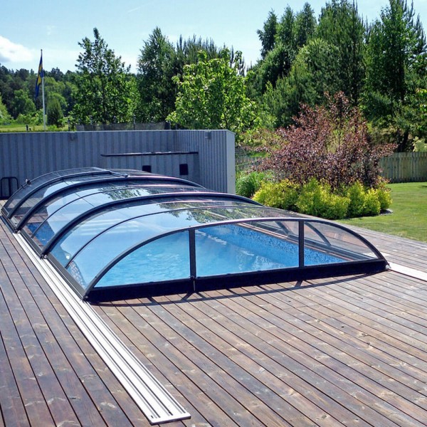 Schienenverlängerung für Poolüberdachung 762x375cm, Azure Flat Compact, 3 rohrig