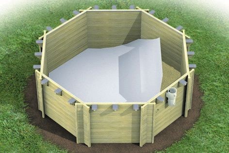 Holzpool Tropic Octo 530, Ø470 x 133 cm, Komplettset